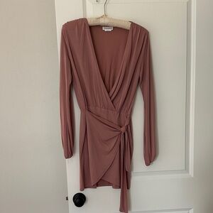 Lovers + Friends Dusty Rose Long Sleeve Mini Dress